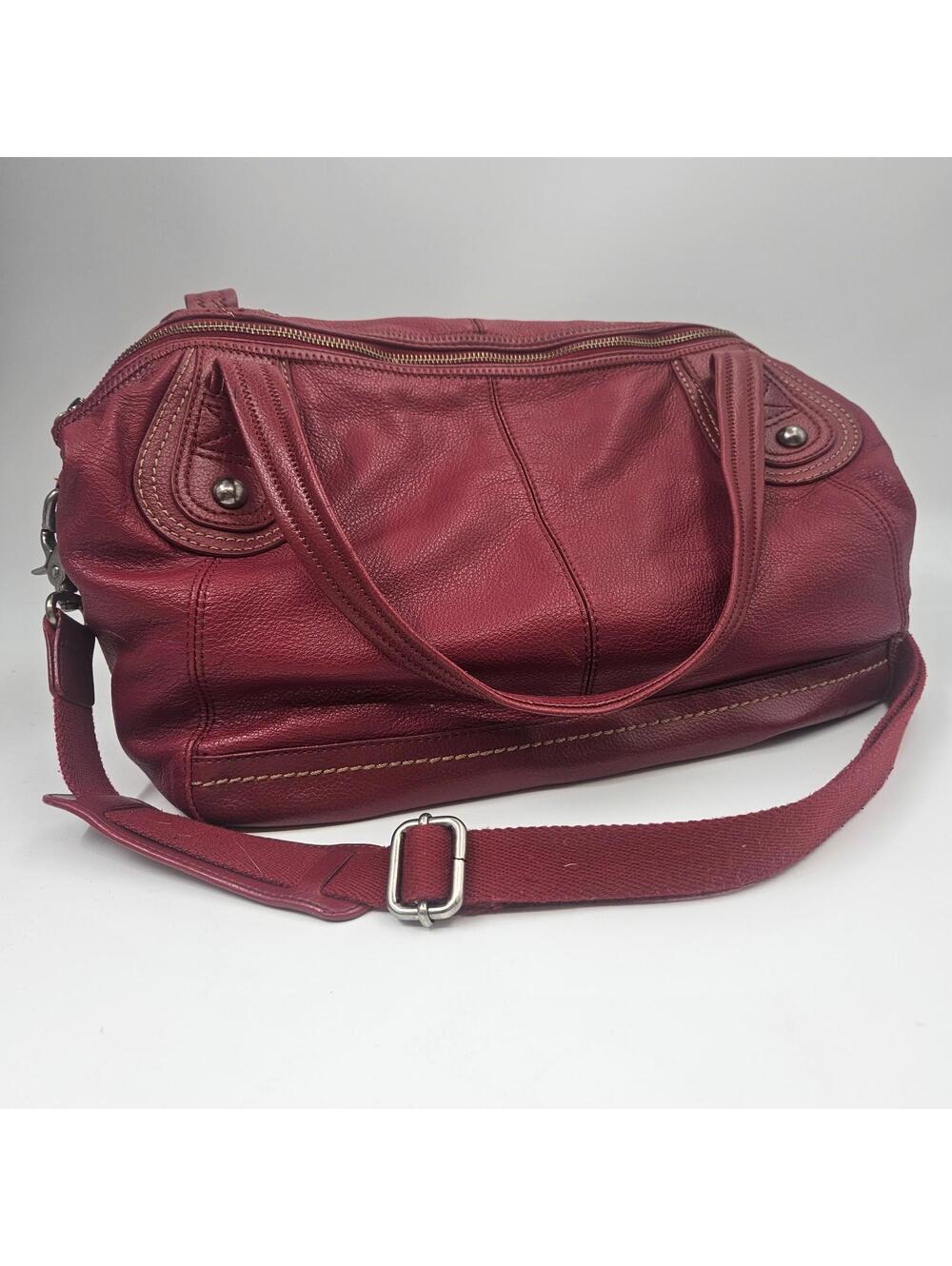 Vintage The Sak Large Red Leather Satchel Purse Handbag Tote Satchel Crossbody